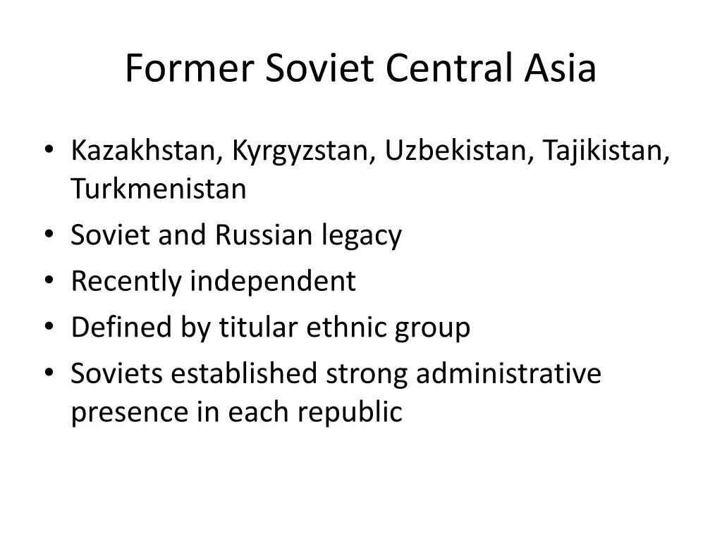 former soviet central asia