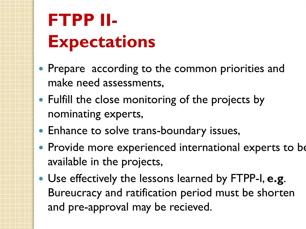 ftpp ii expectations 1