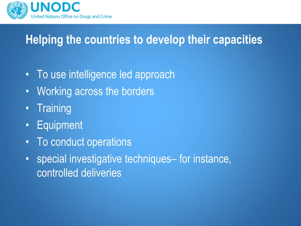 helping the countries to develop their capacities