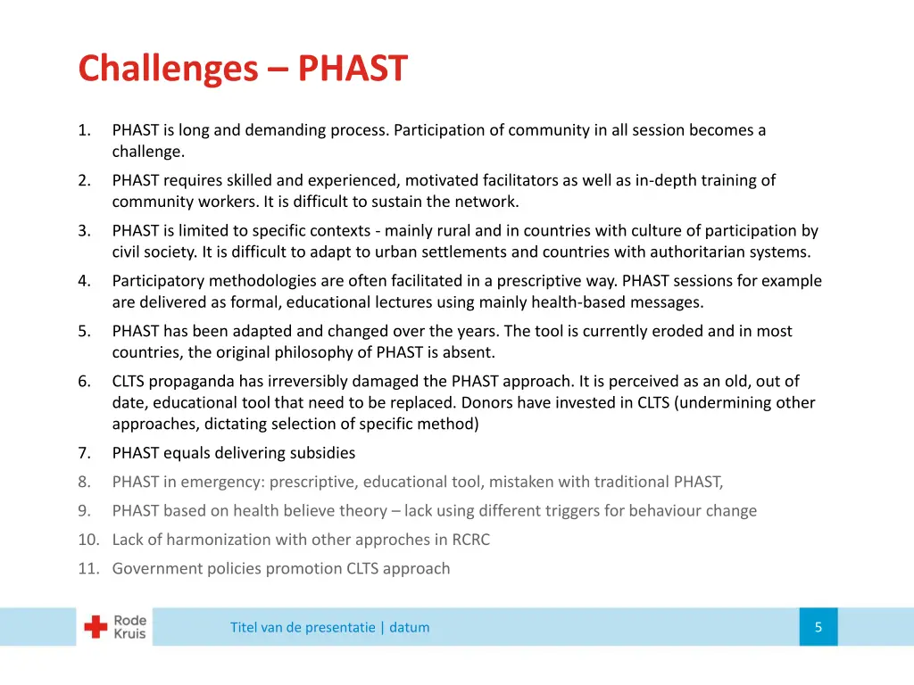 challenges phast