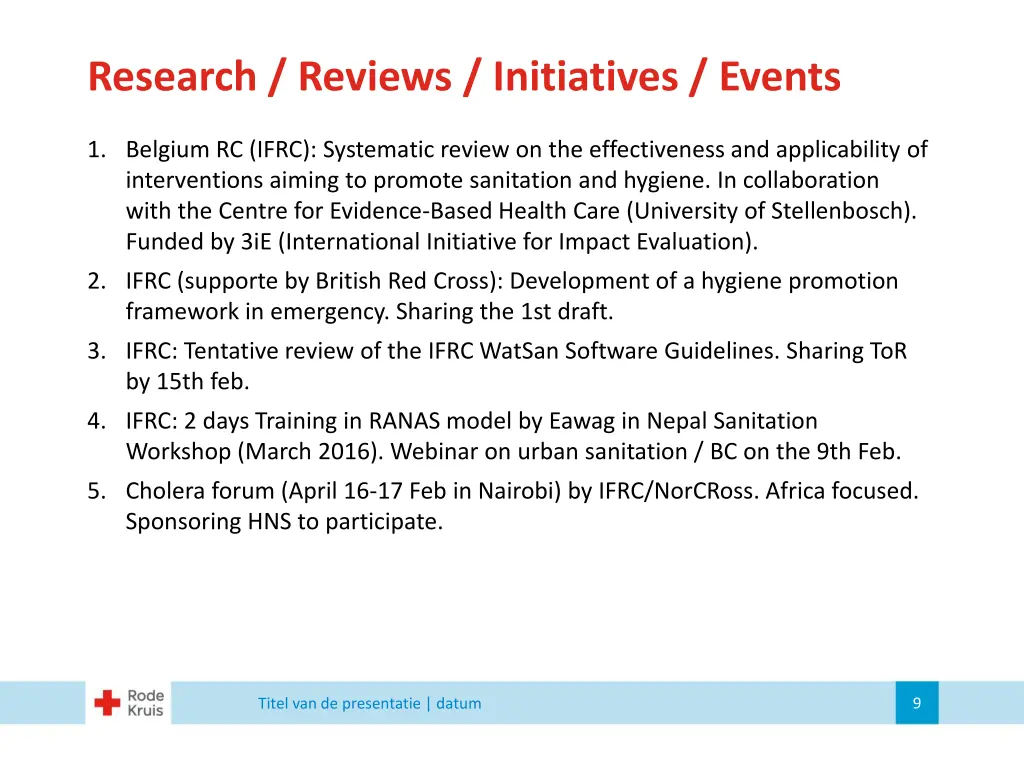 research reviews initiatives events