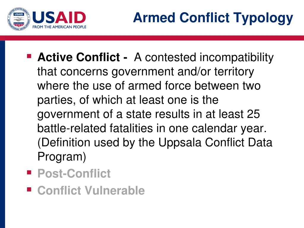 armed conflict typology 1