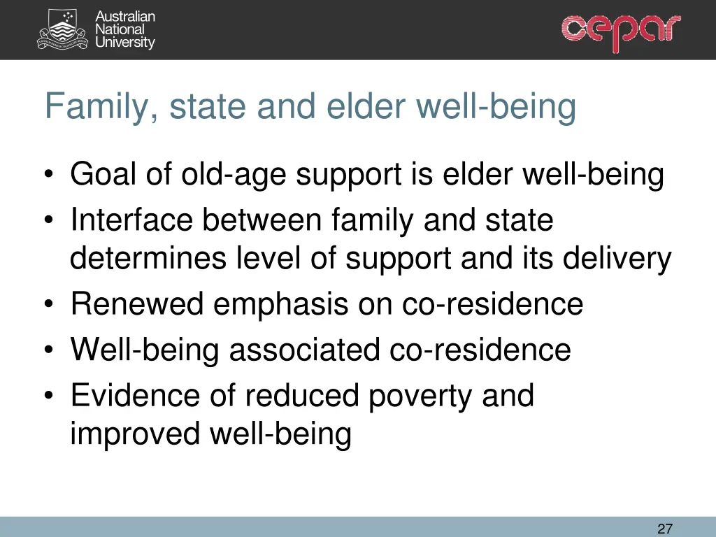 family state and elder well being