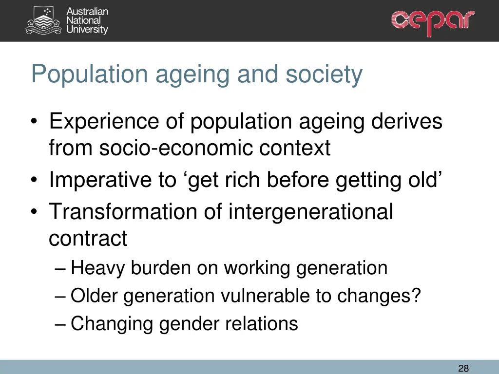 population ageing and society