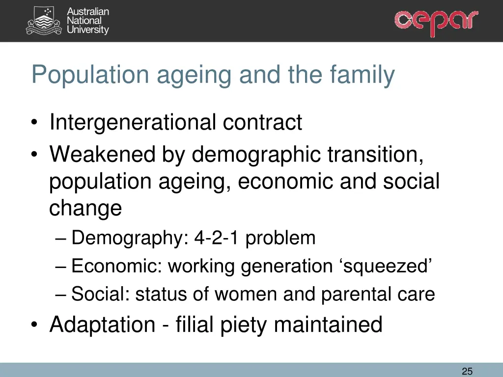 population ageing and the family