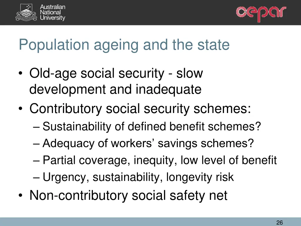 population ageing and the state