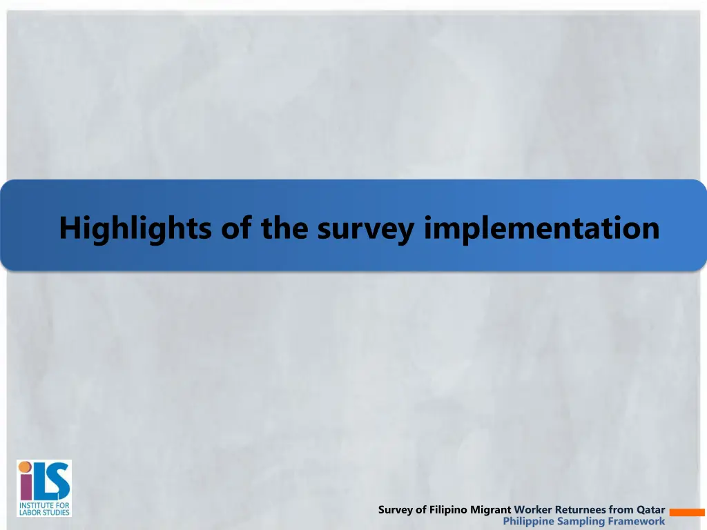 highlights of the survey implementation