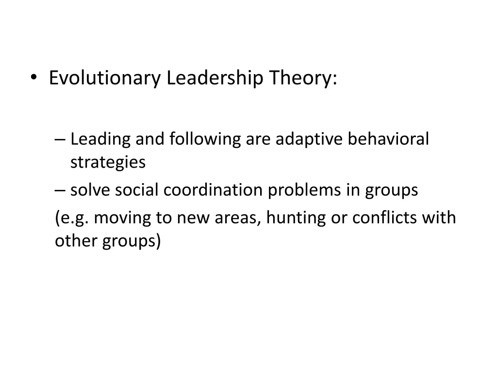 evolutionary leadership theory