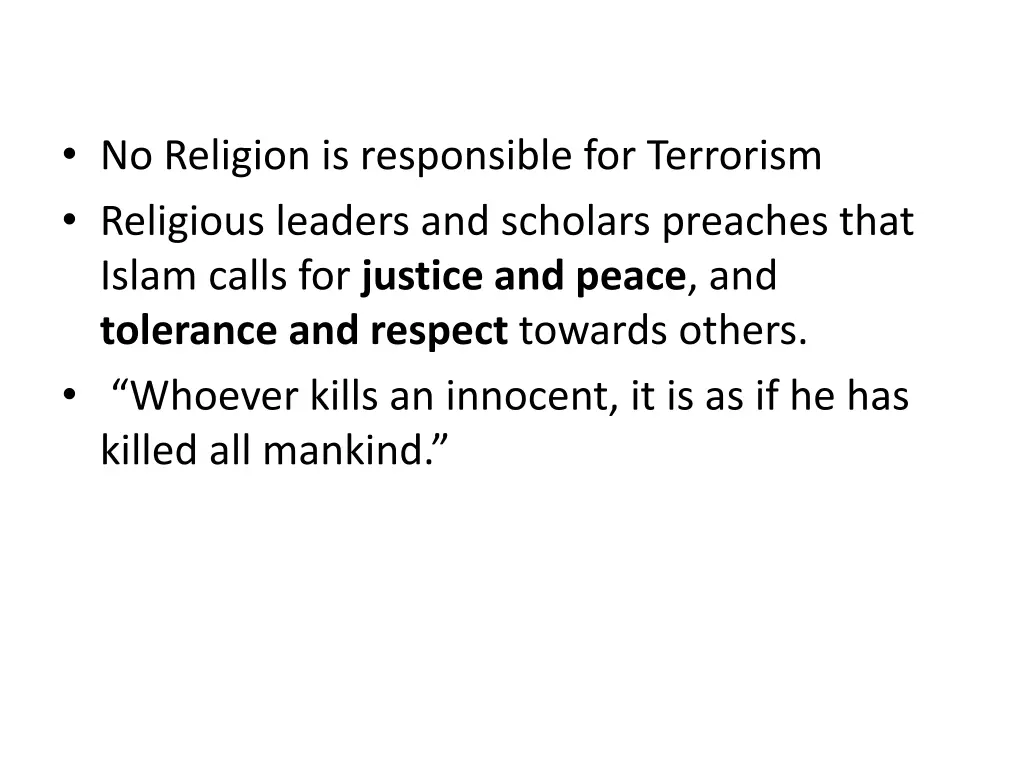 no religion is responsible for terrorism