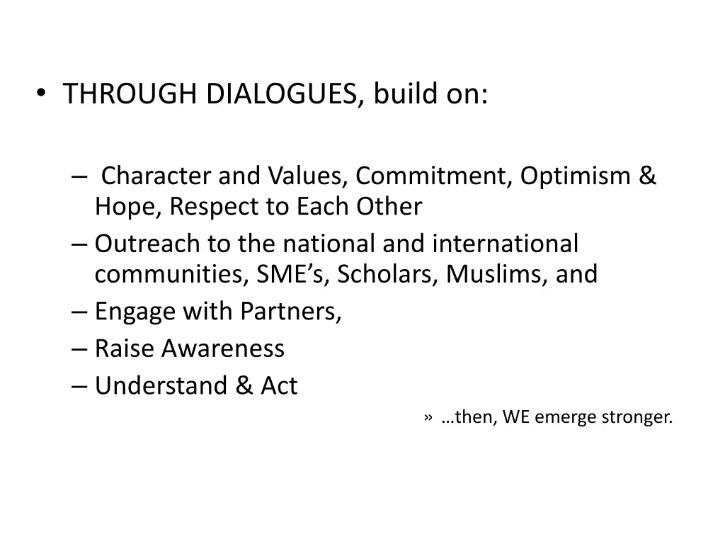 through dialogues build on