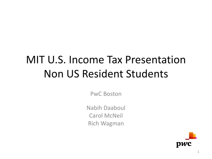 mit u s income tax presentation non us resident