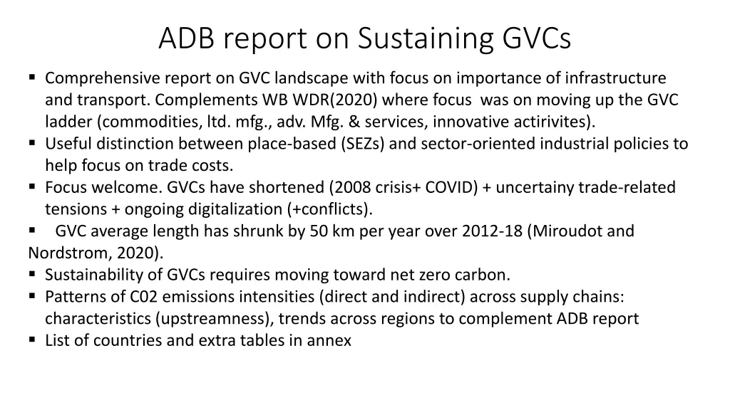 adb report on sustaining gvcs