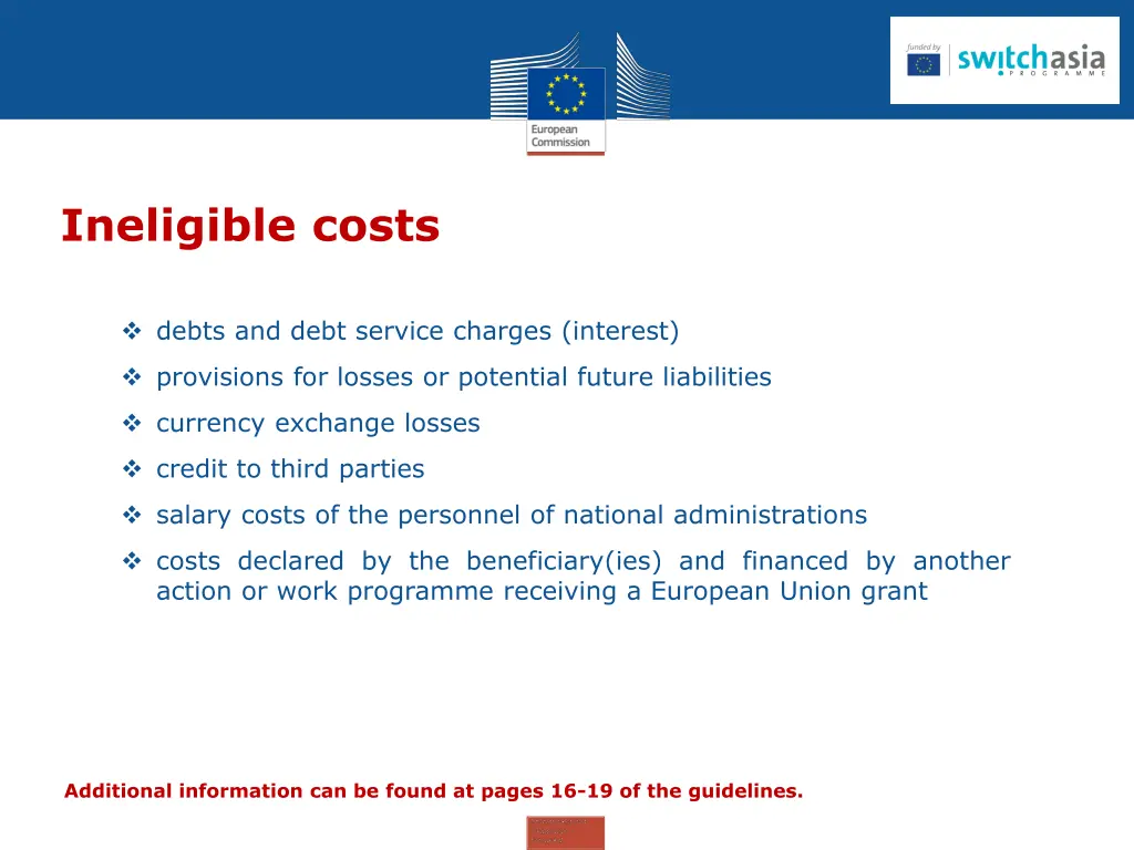 ineligible costs