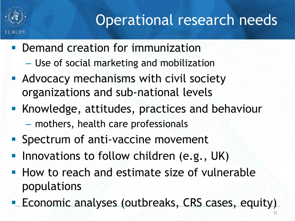 operational research needs