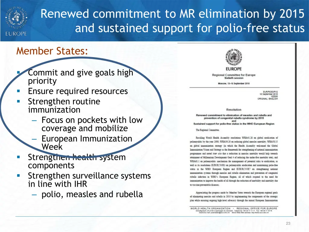 renewed commitment to mr elimination by 2015