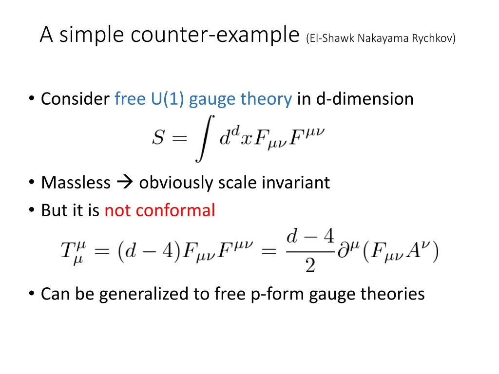 a simple counter example el shawk nakayama rychkov