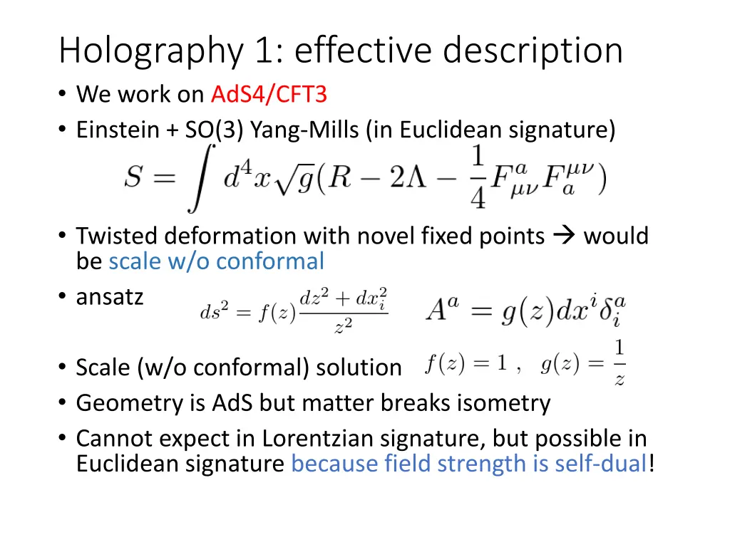 holography 1 effective description we work