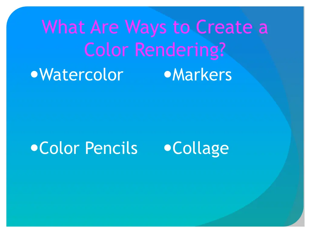 what are ways to create a color rendering