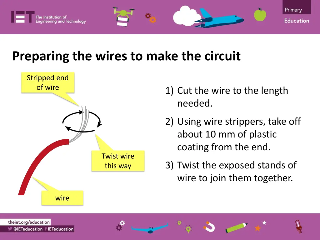 preparing the wires to make the circuit