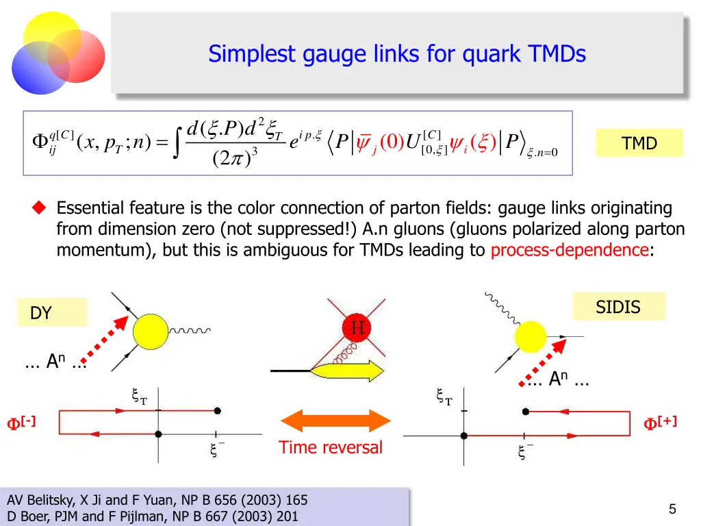 simplest gauge links for quark tmds