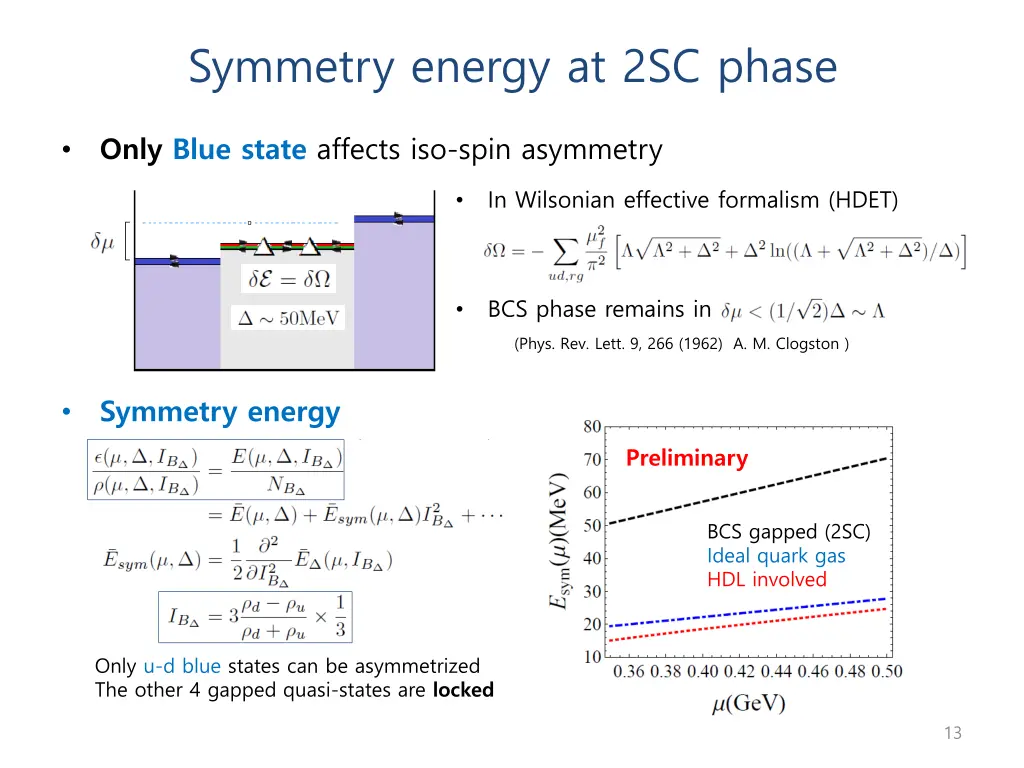 symmetry energy at 2sc phase