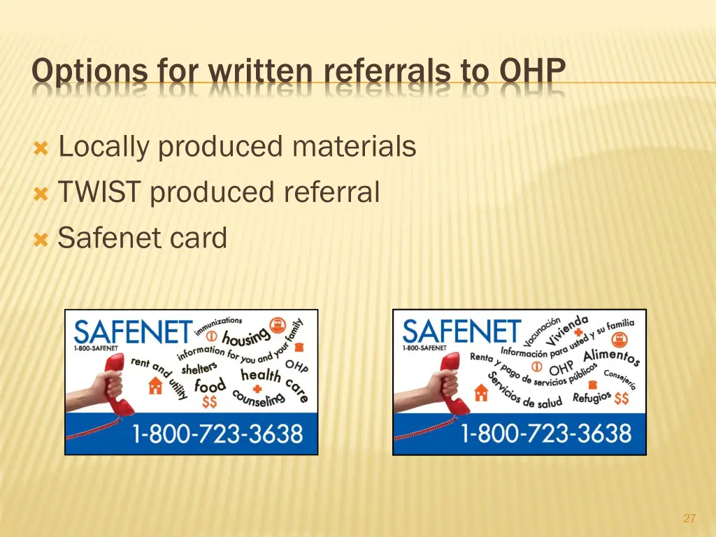 options for written referrals to ohp