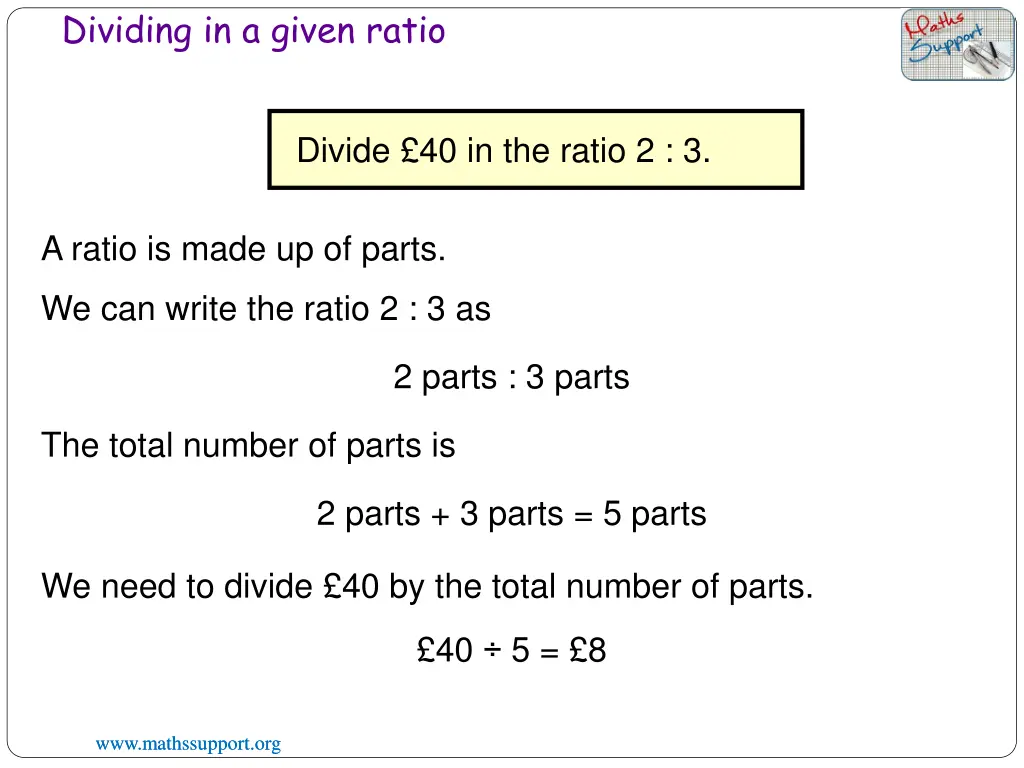 dividing in a given ratio