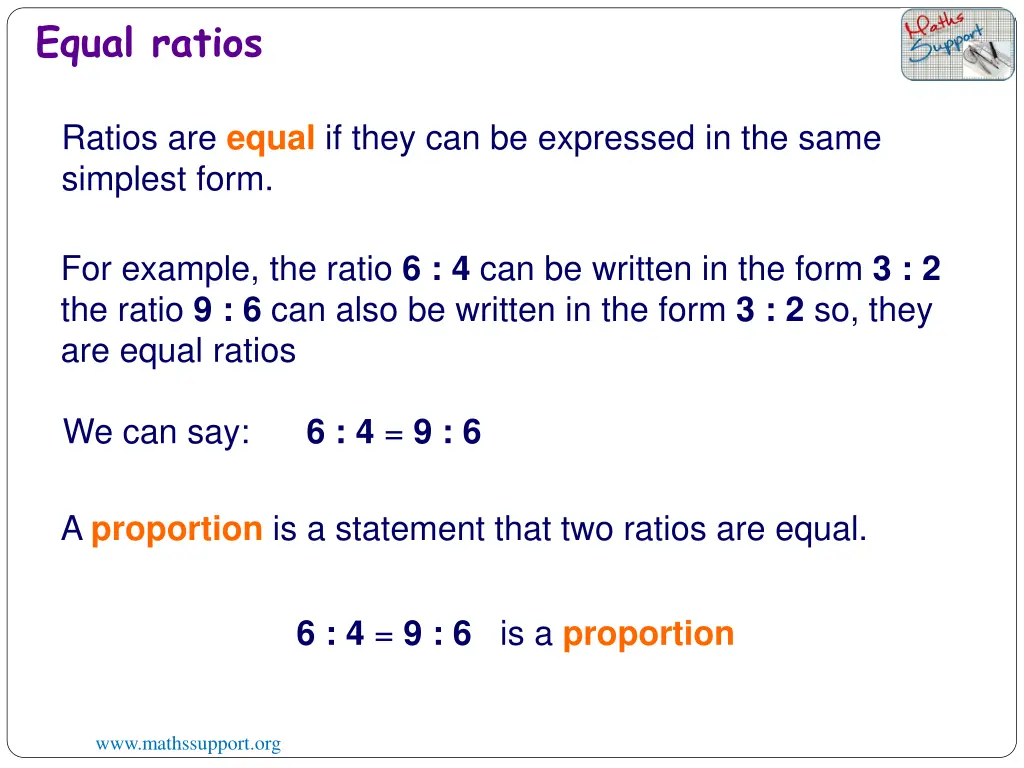 equal ratios