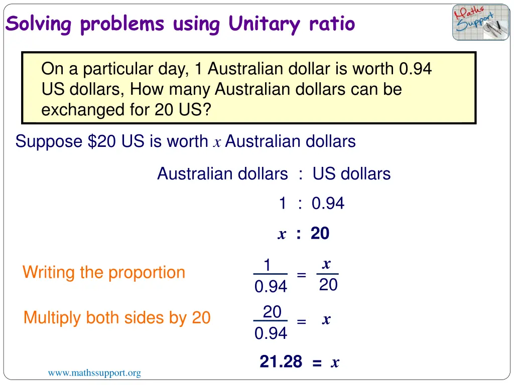 solving problems using unitary ratio 2