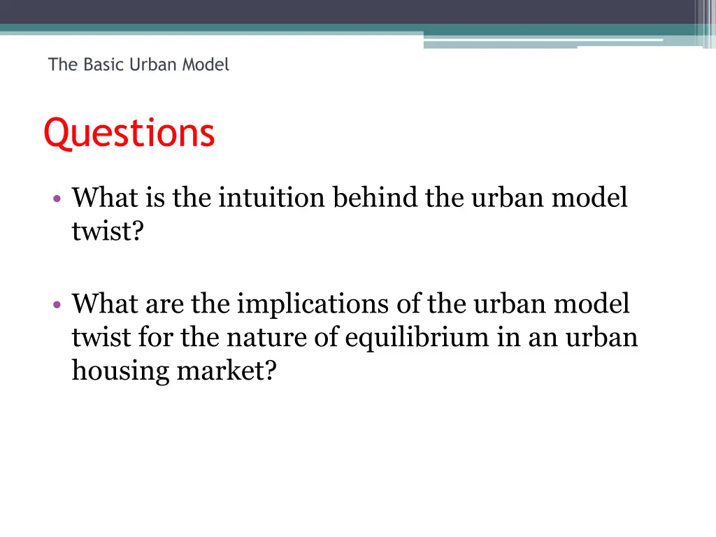 the basic urban model questions 1