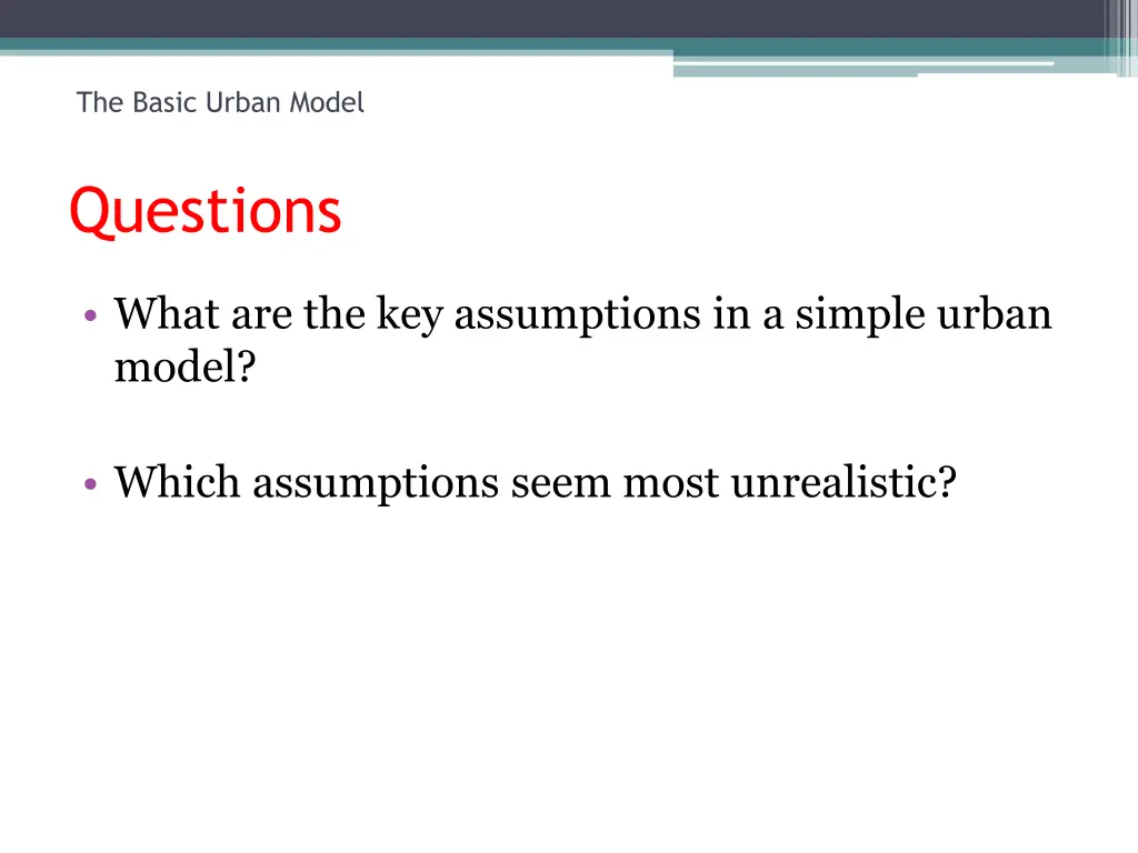 the basic urban model questions