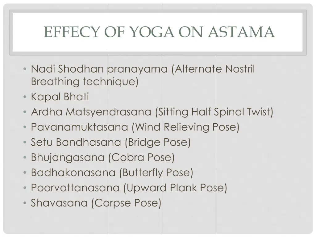 effecy of yoga on astama