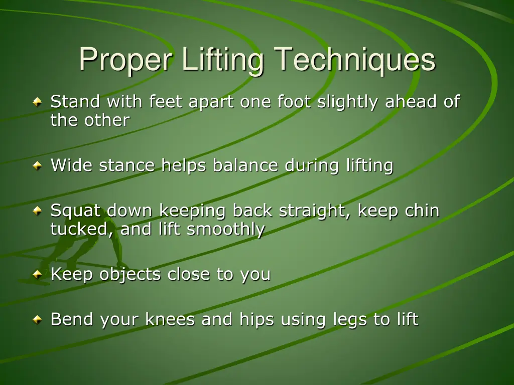 proper lifting techniques