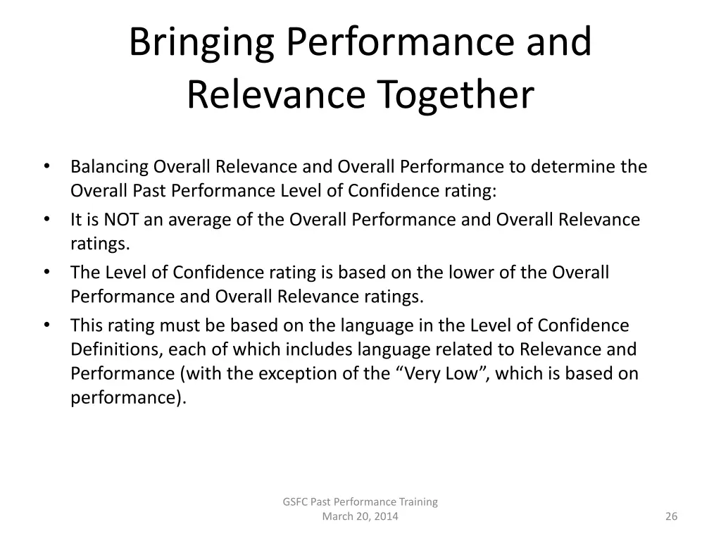 bringing performance and relevance together