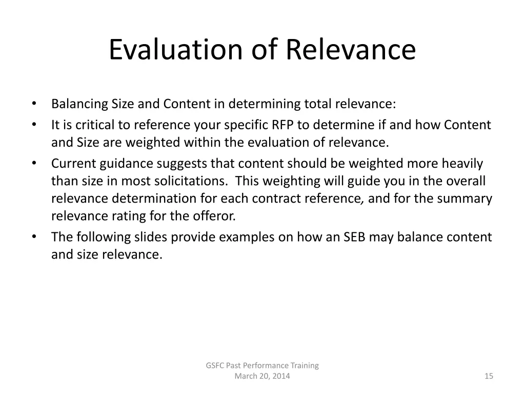 evaluation of relevance 1