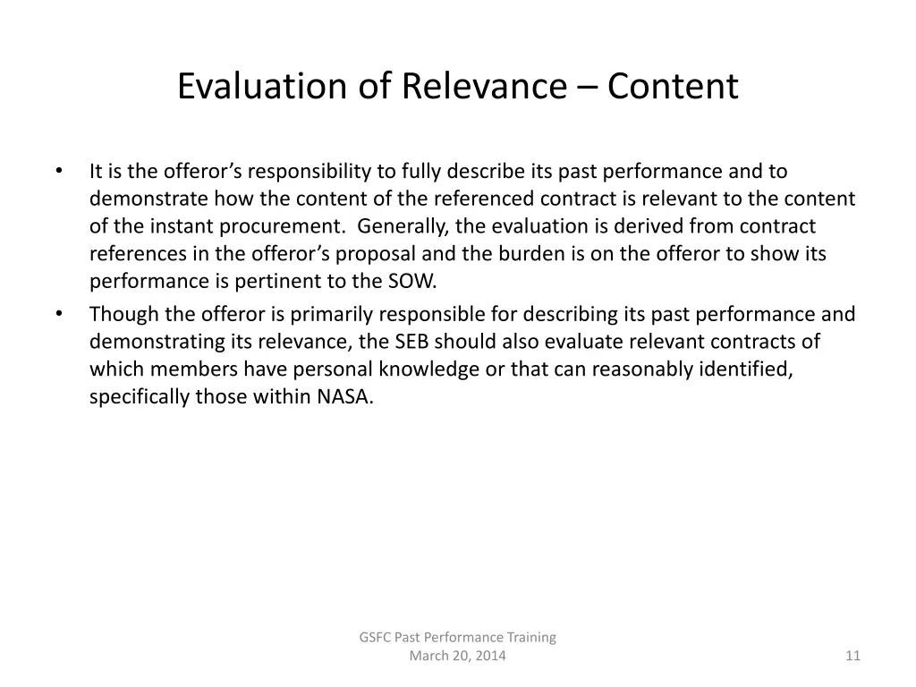 evaluation of relevance content 1