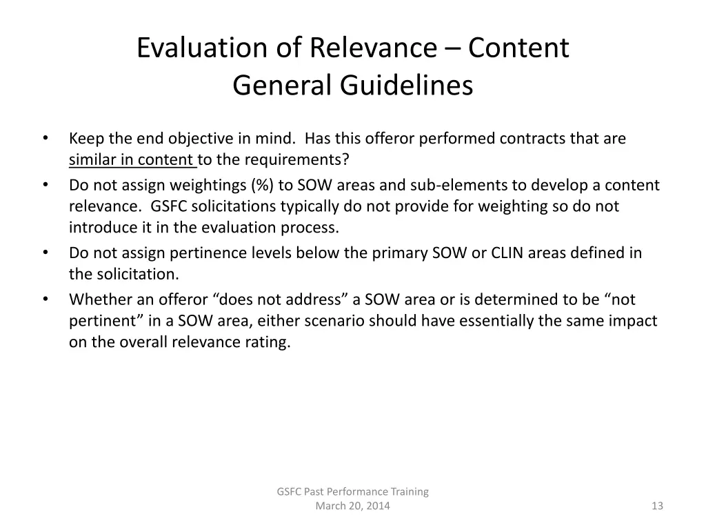 evaluation of relevance content general guidelines