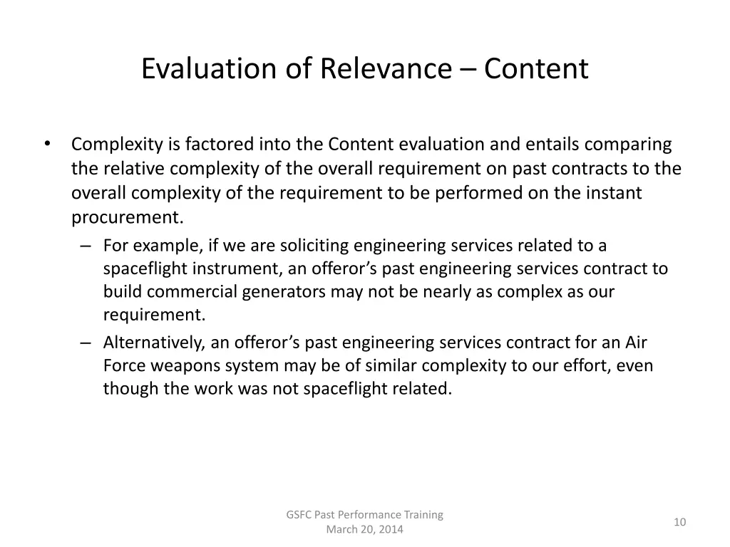 evaluation of relevance content