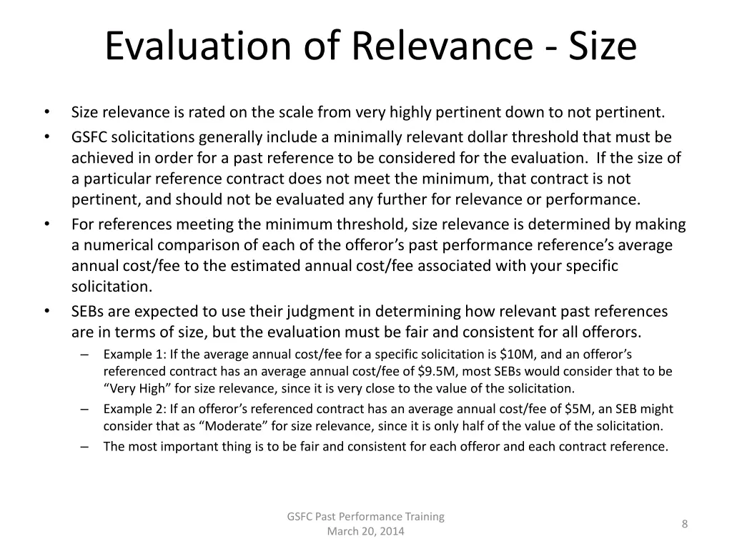 evaluation of relevance size