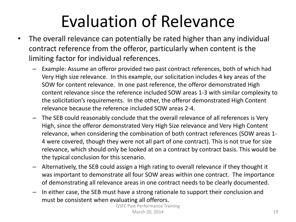 evaluation of relevance the overall relevance