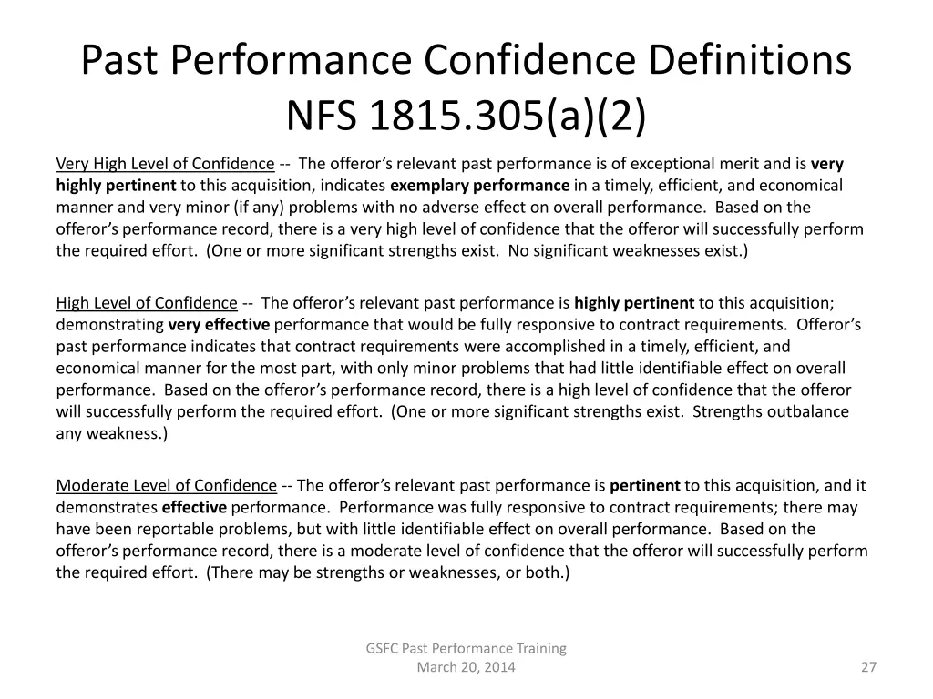 past performance confidence definitions nfs 1815