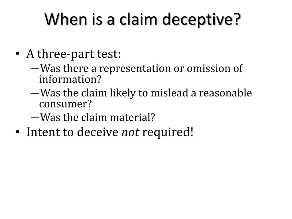 when is a claim deceptive