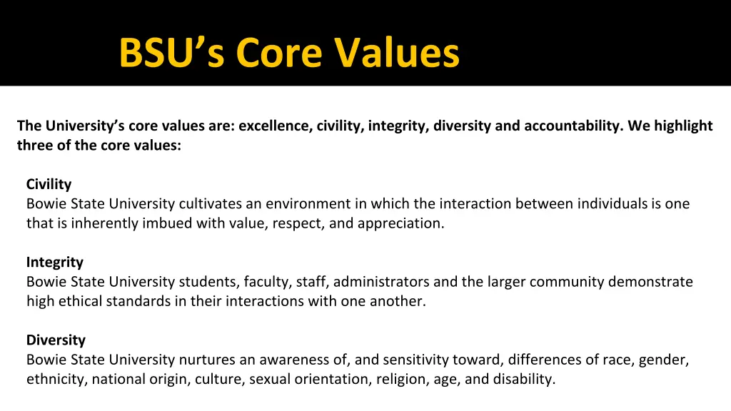 bsu s core values