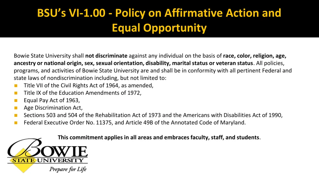 bsu s vi 1 00 policy on affirmative action