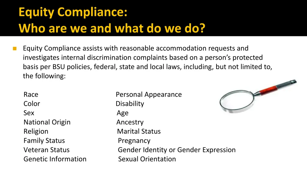 equity compliance who are we and what do we do