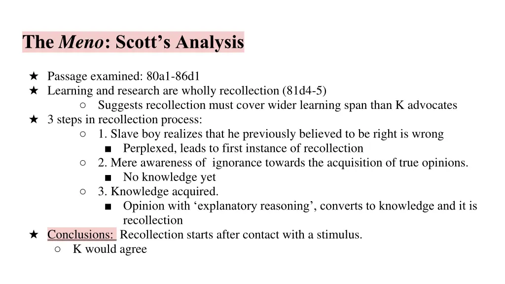 the meno scott s analysis