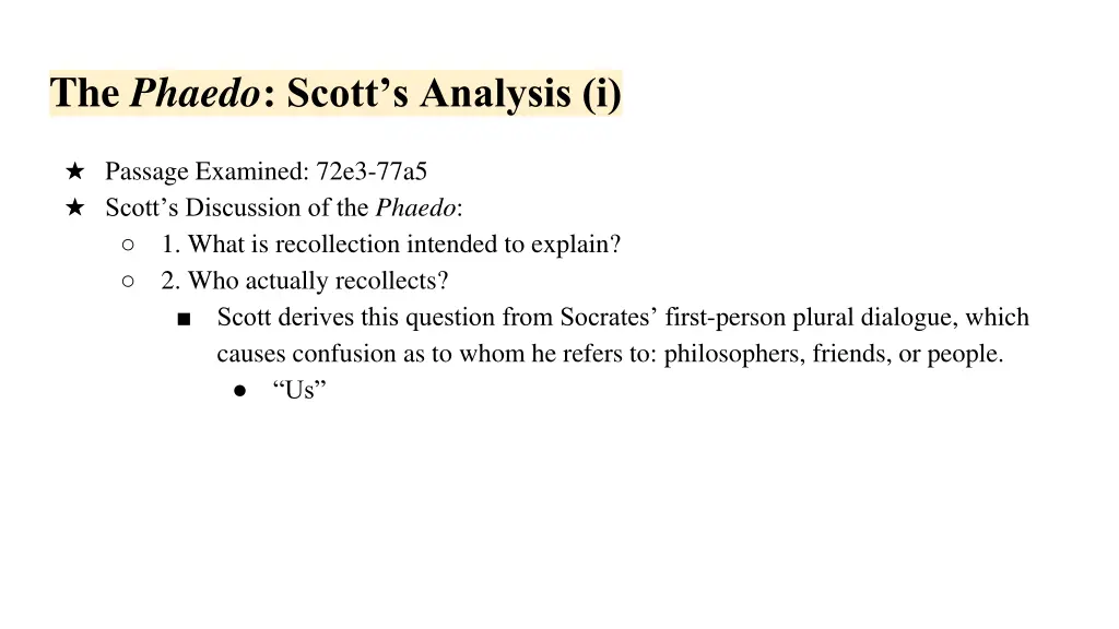 the phaedo scott s analysis i