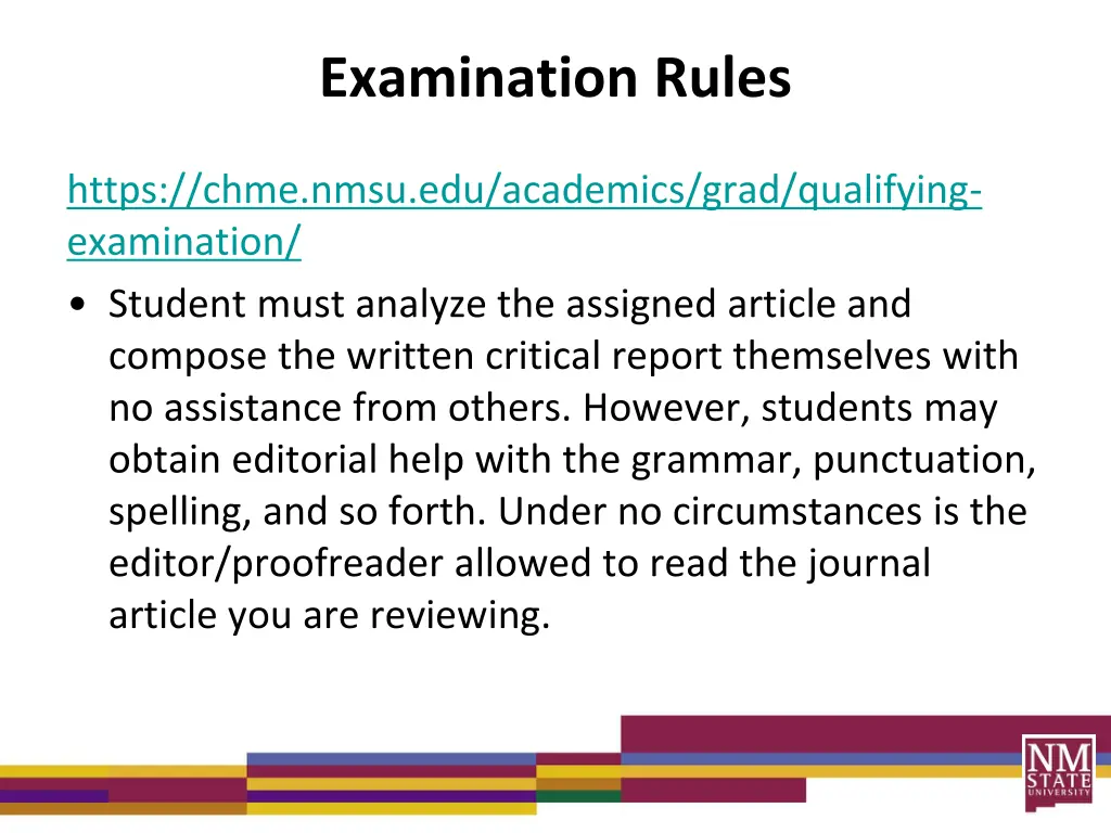 examination rules