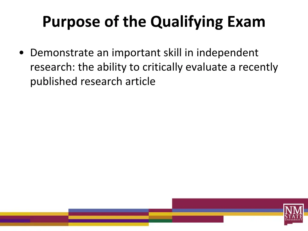 purpose of the qualifying exam