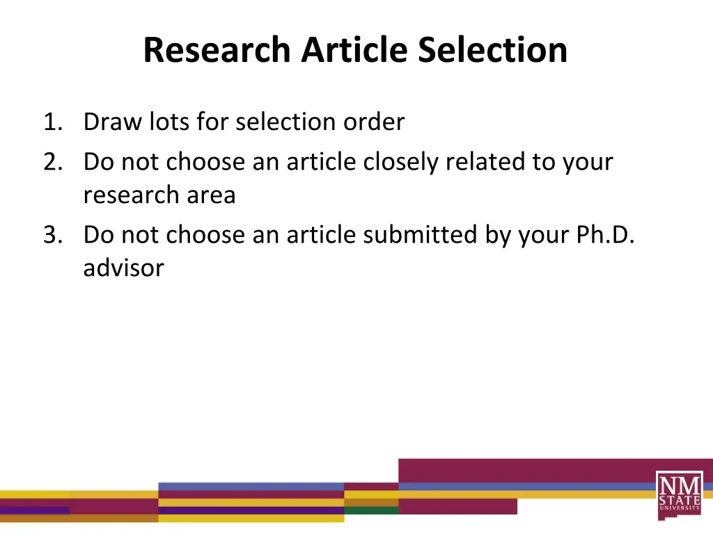 research article selection